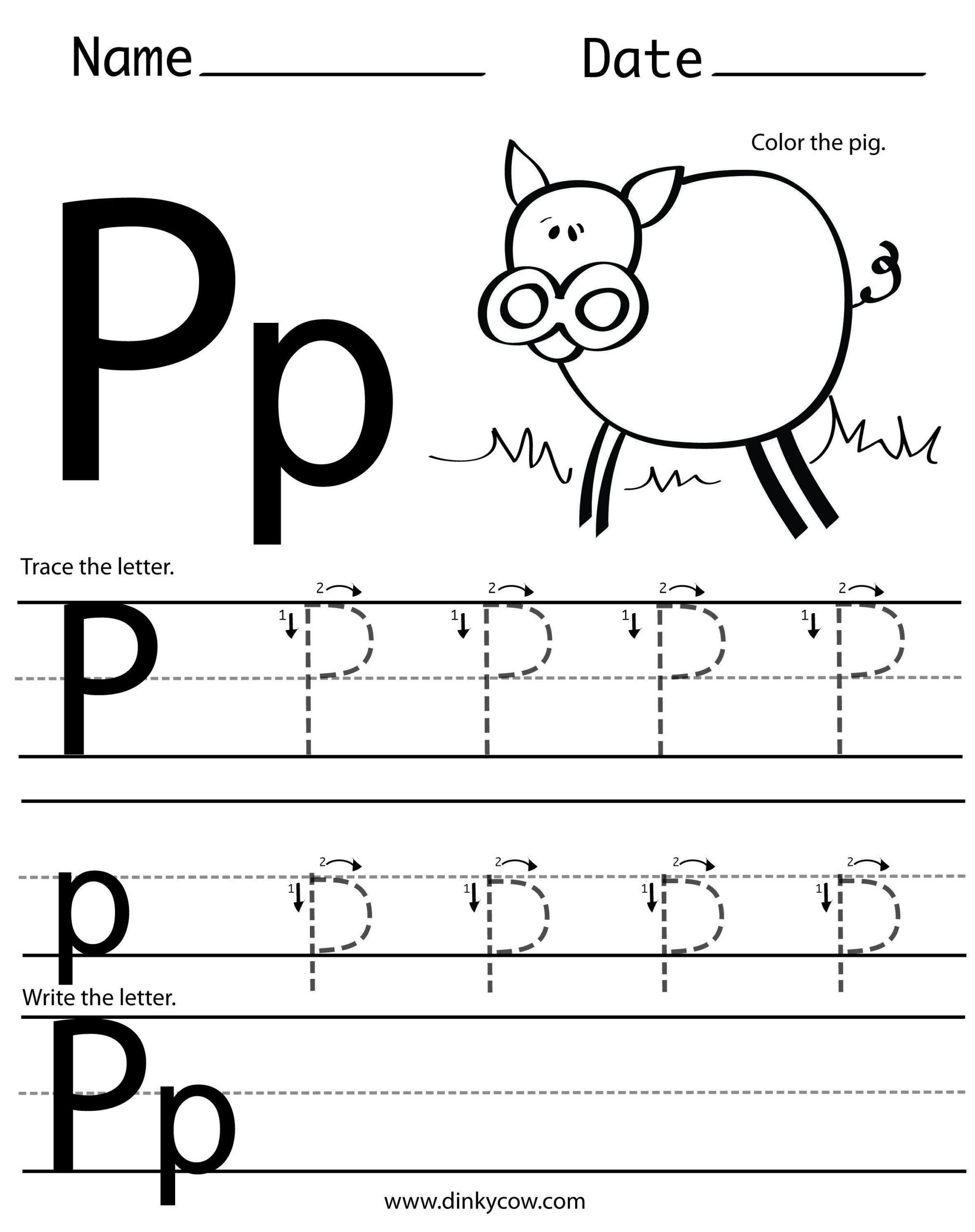 Kindergarten Worksheet Letter P Coloring