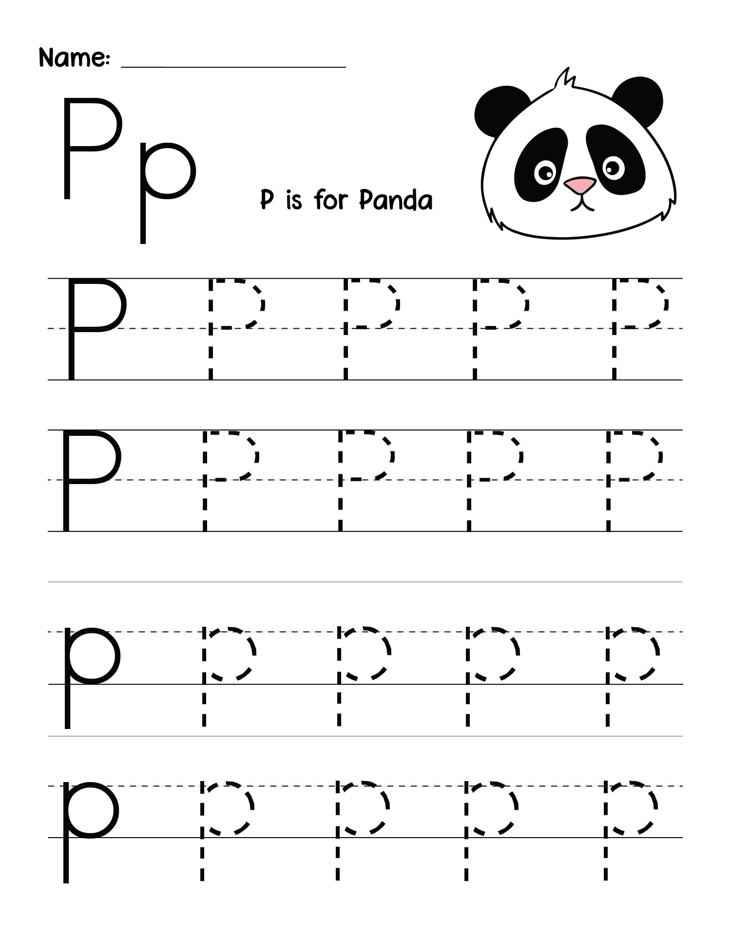 Kindergarten Worksheet Letter P Cursive