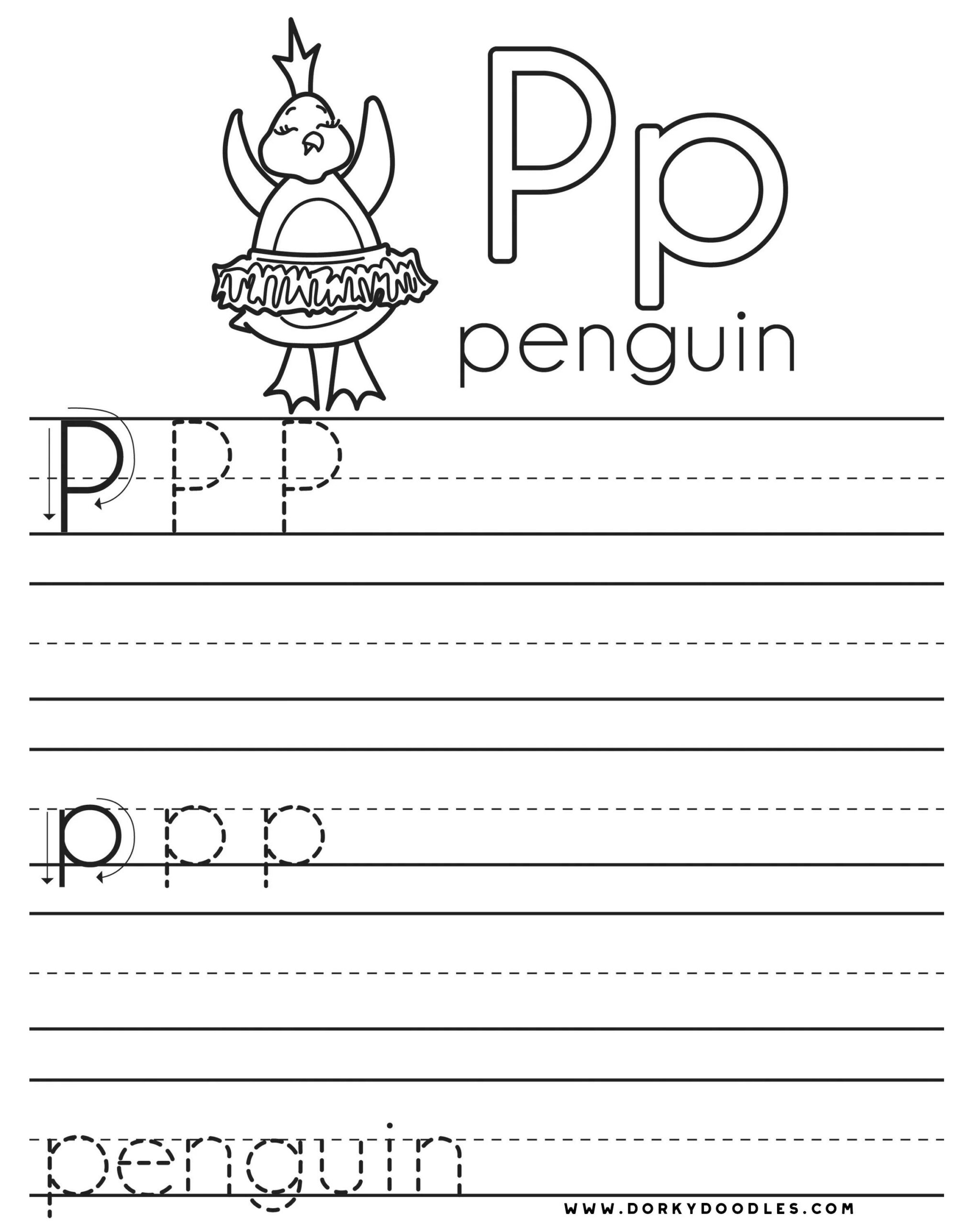 Kindergarten Worksheet Letter P Drawing