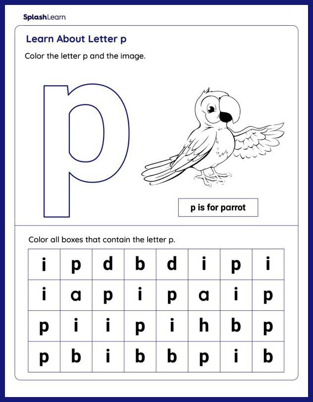 Kindergarten Worksheet Letter P Esl