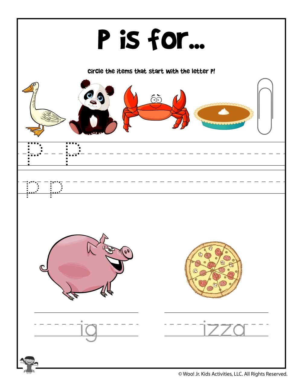 Kindergarten Worksheet Letter P Free Printable