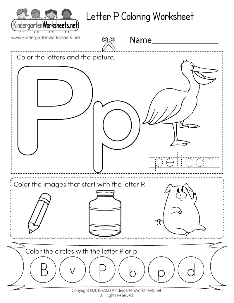 Kindergarten Worksheet Letter P Grade 1