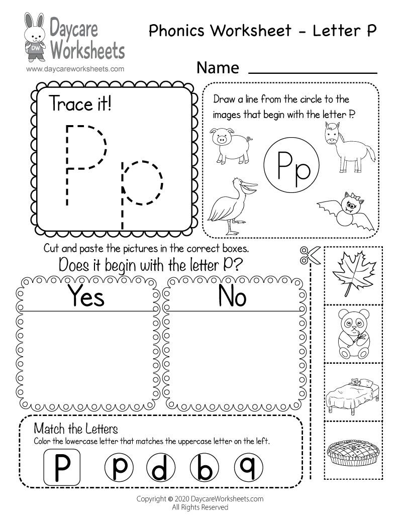 Kindergarten Worksheet Letter P Kindergarten