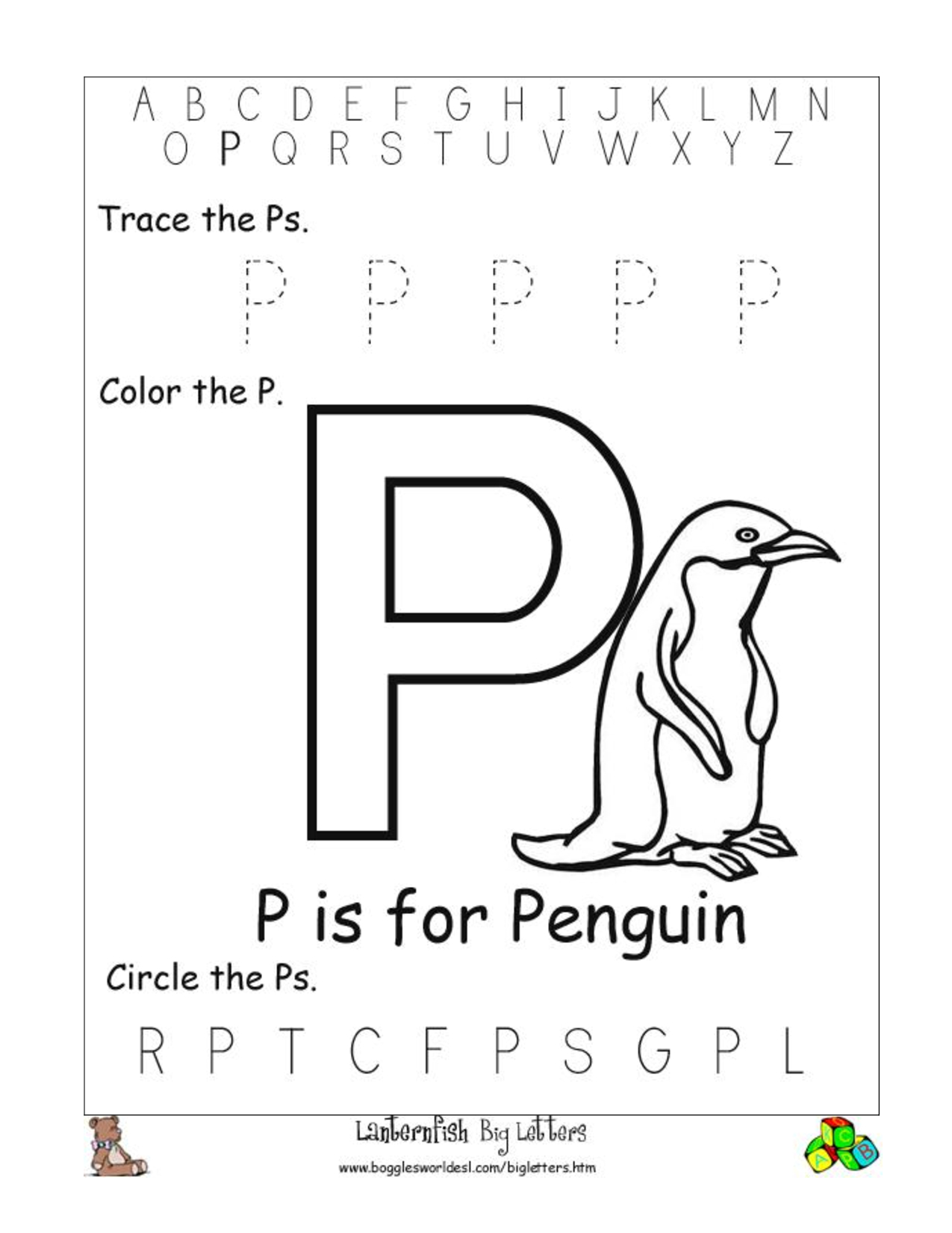 Kindergarten Worksheet Letter P Pdf