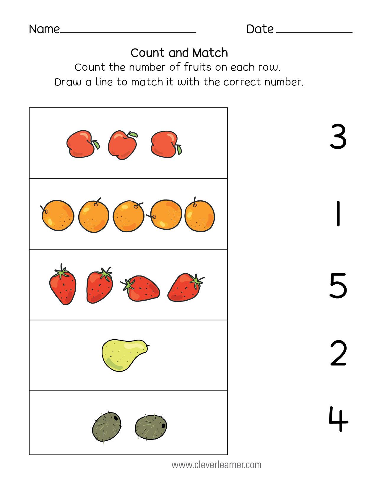 Kindergarten Worksheet Matching English