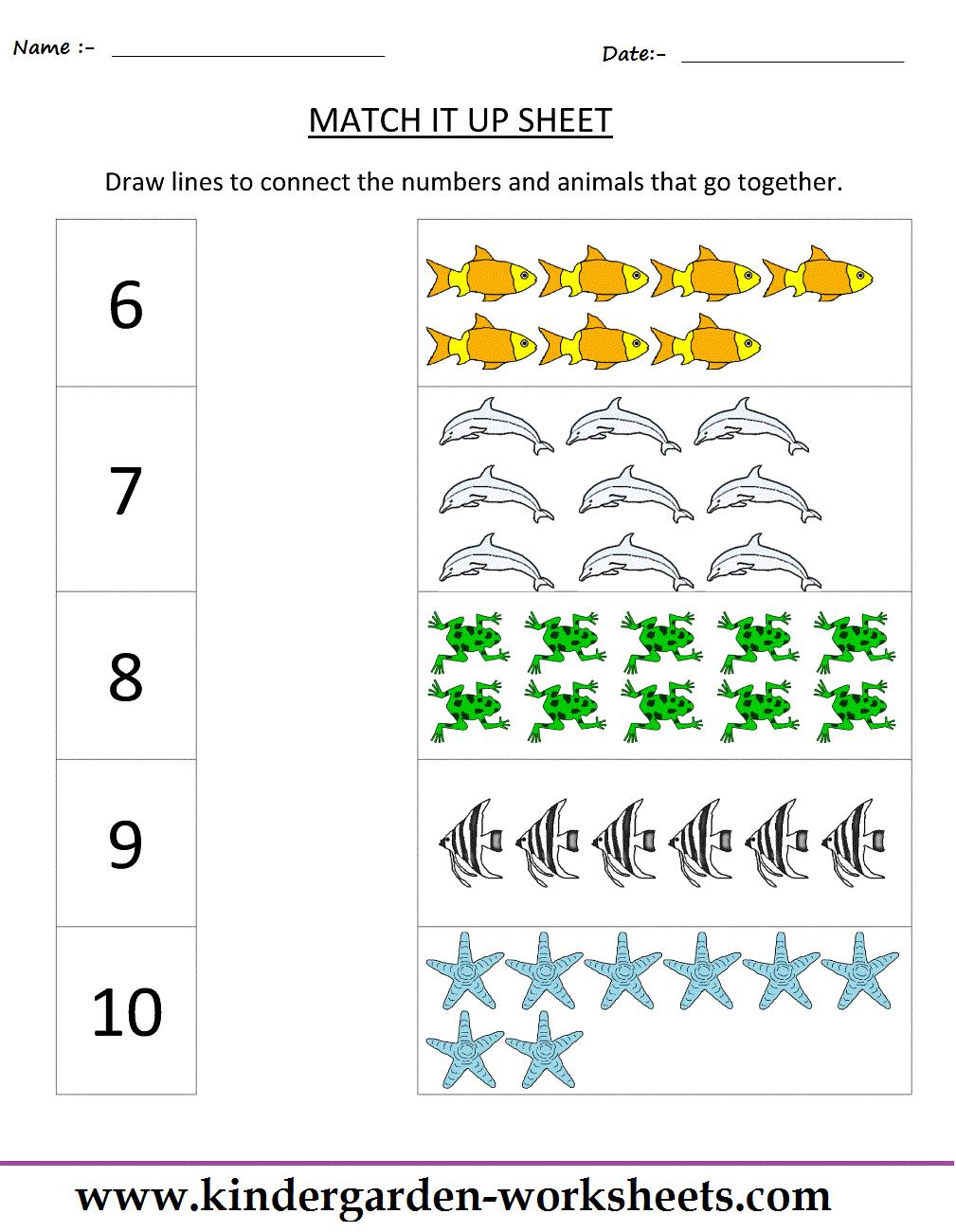 Kindergarten Worksheet Matching Games