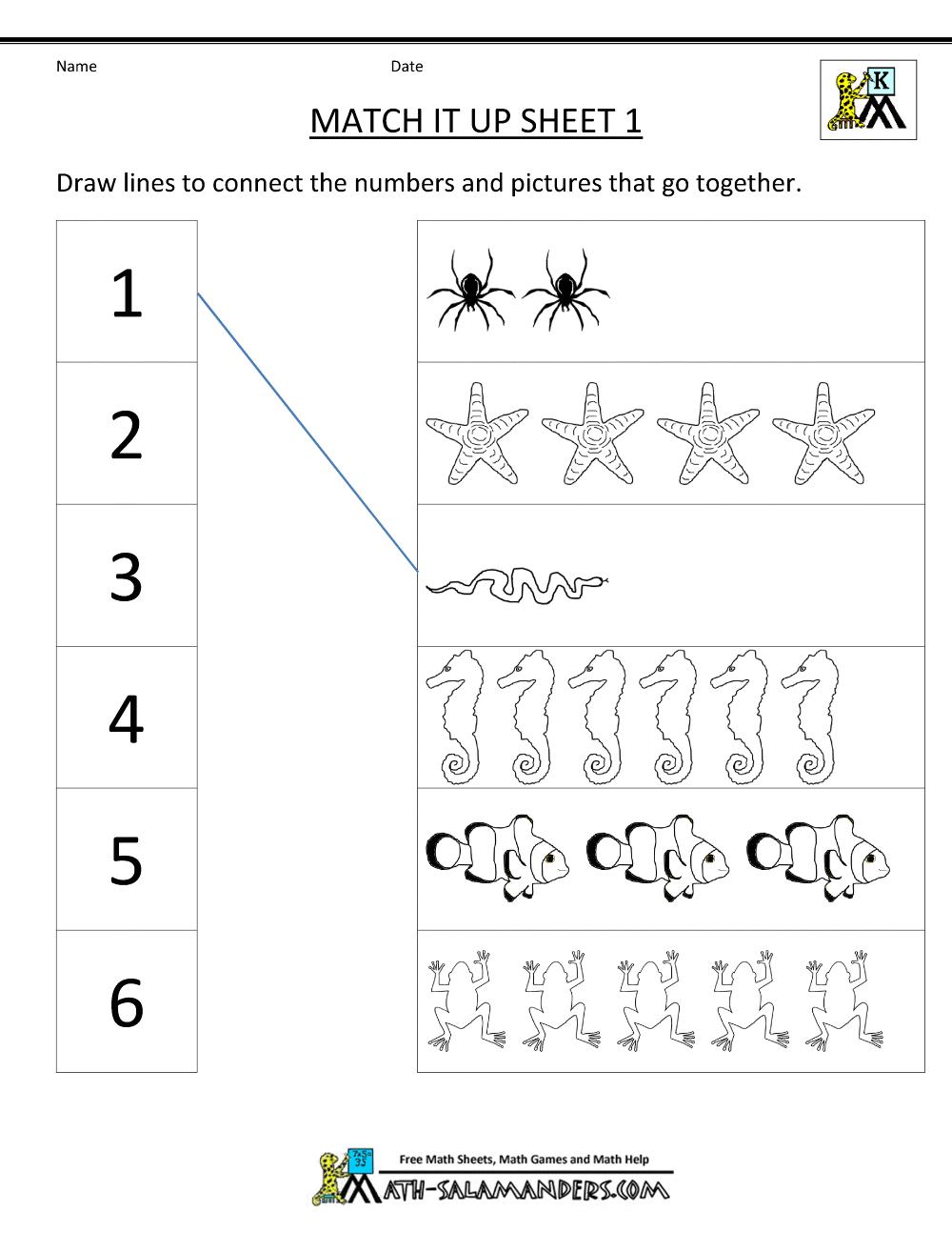 Kindergarten Worksheet Matching Images