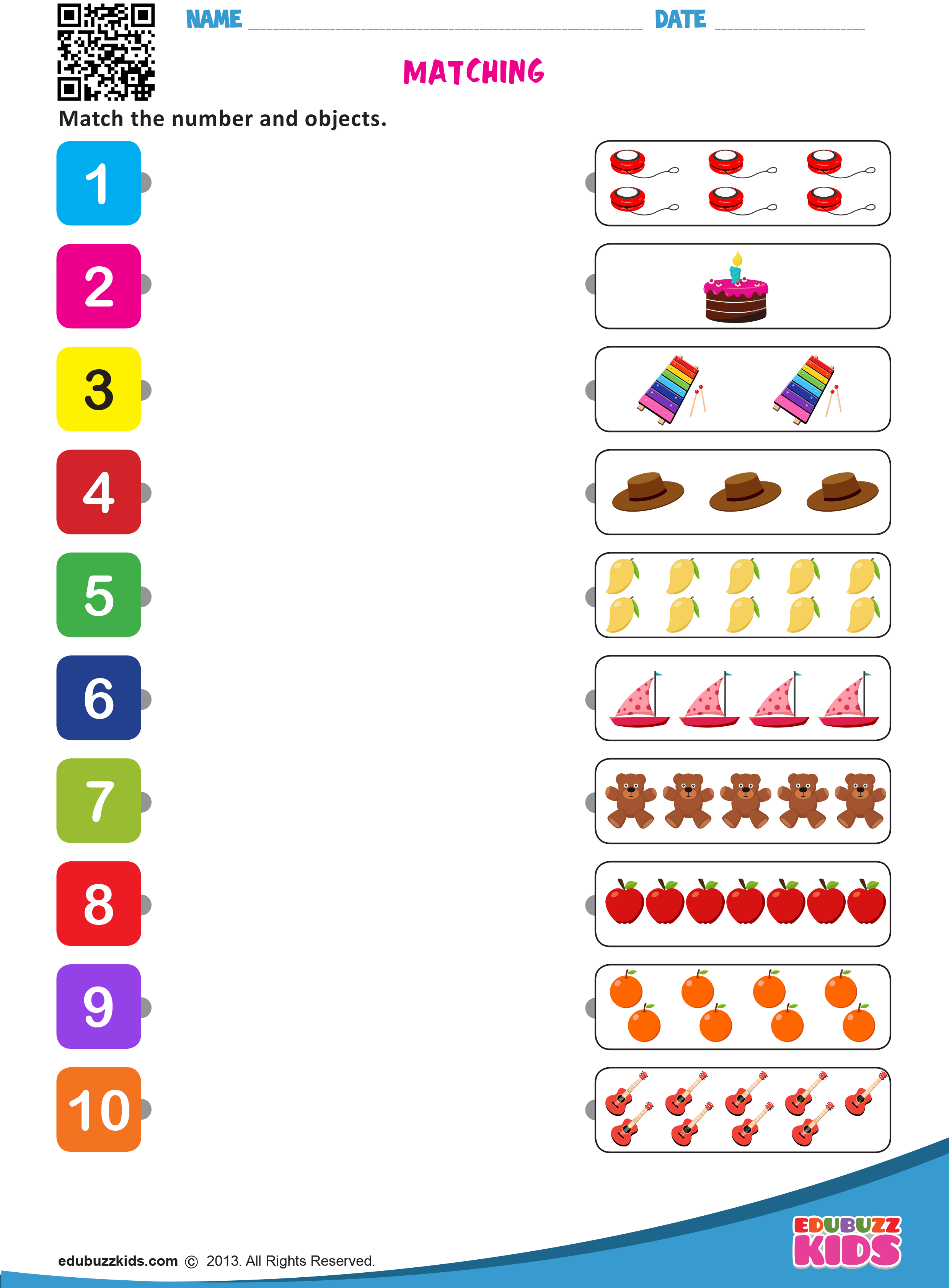 Kindergarten Worksheet Matching In English