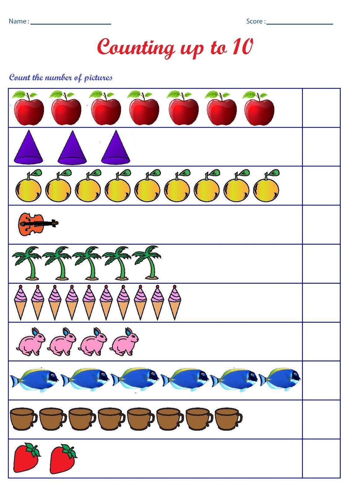 Kindergarten Worksheet Number 10 Coloring