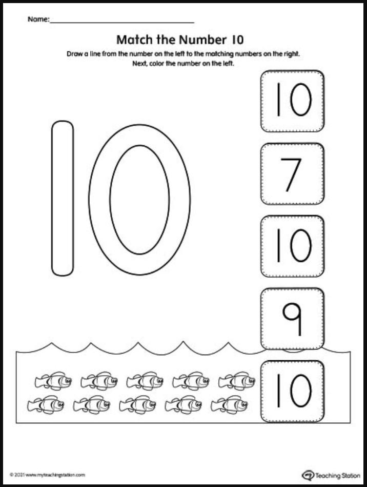 Kindergarten Worksheet Number 10 Free Download