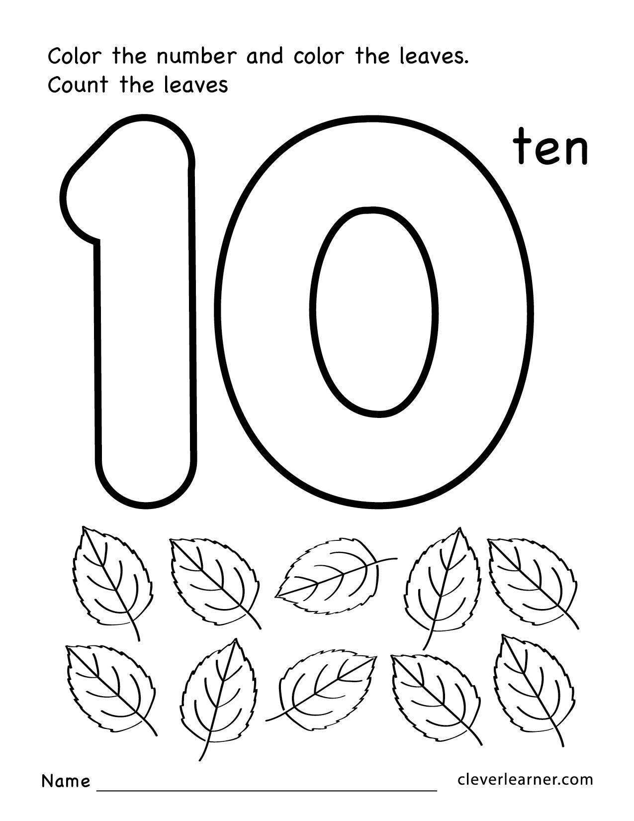 Kindergarten Worksheet Number 10 Free Printable