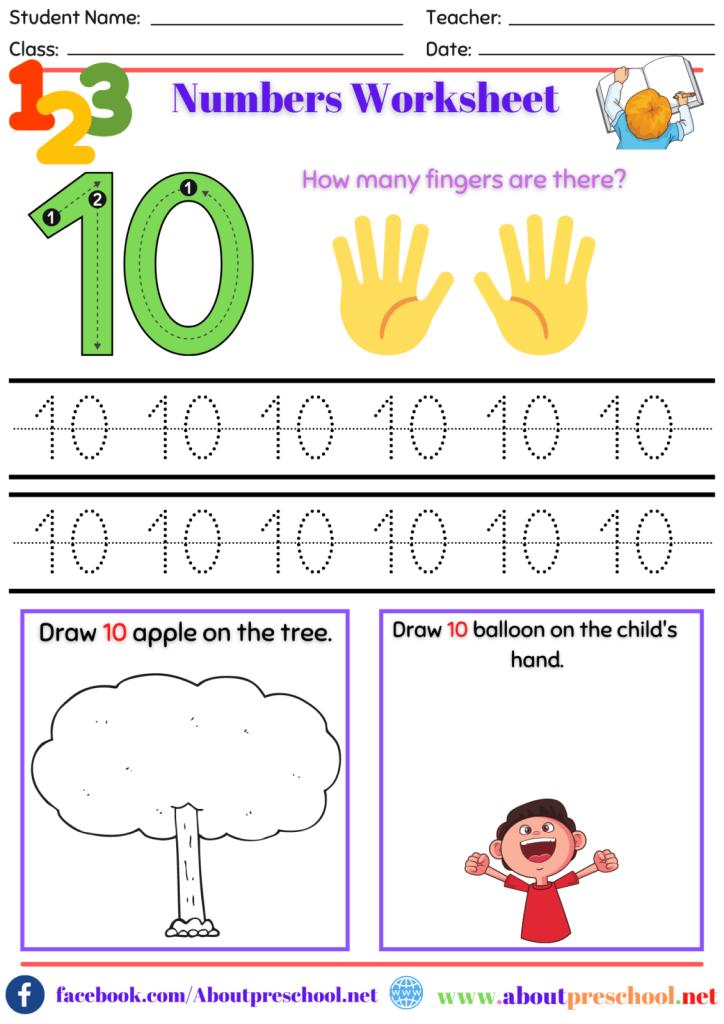 Kindergarten Worksheet Number 10 Games