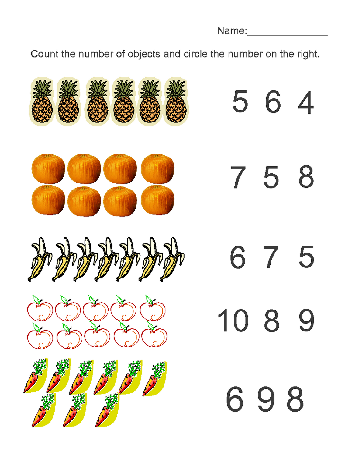 Kindergarten Worksheet Number 10 Grid