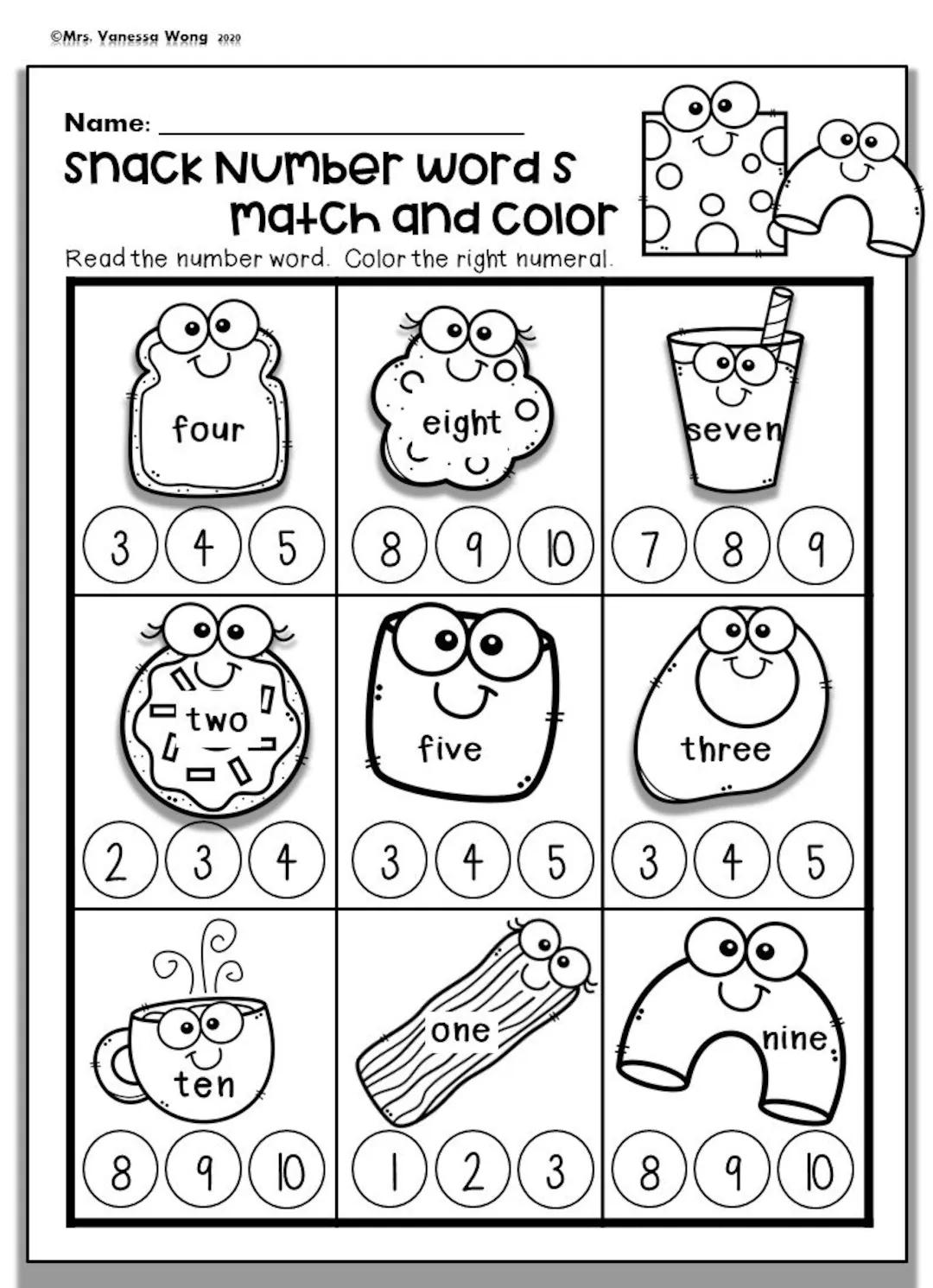 Kindergarten Worksheet Number 10 Kindergarten