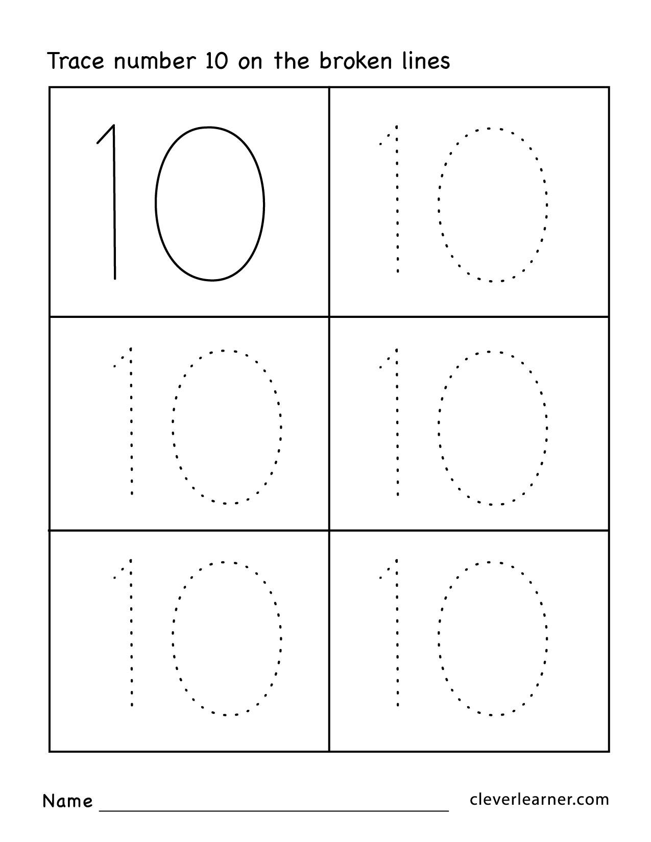 Kindergarten Worksheet Number 10 Lines