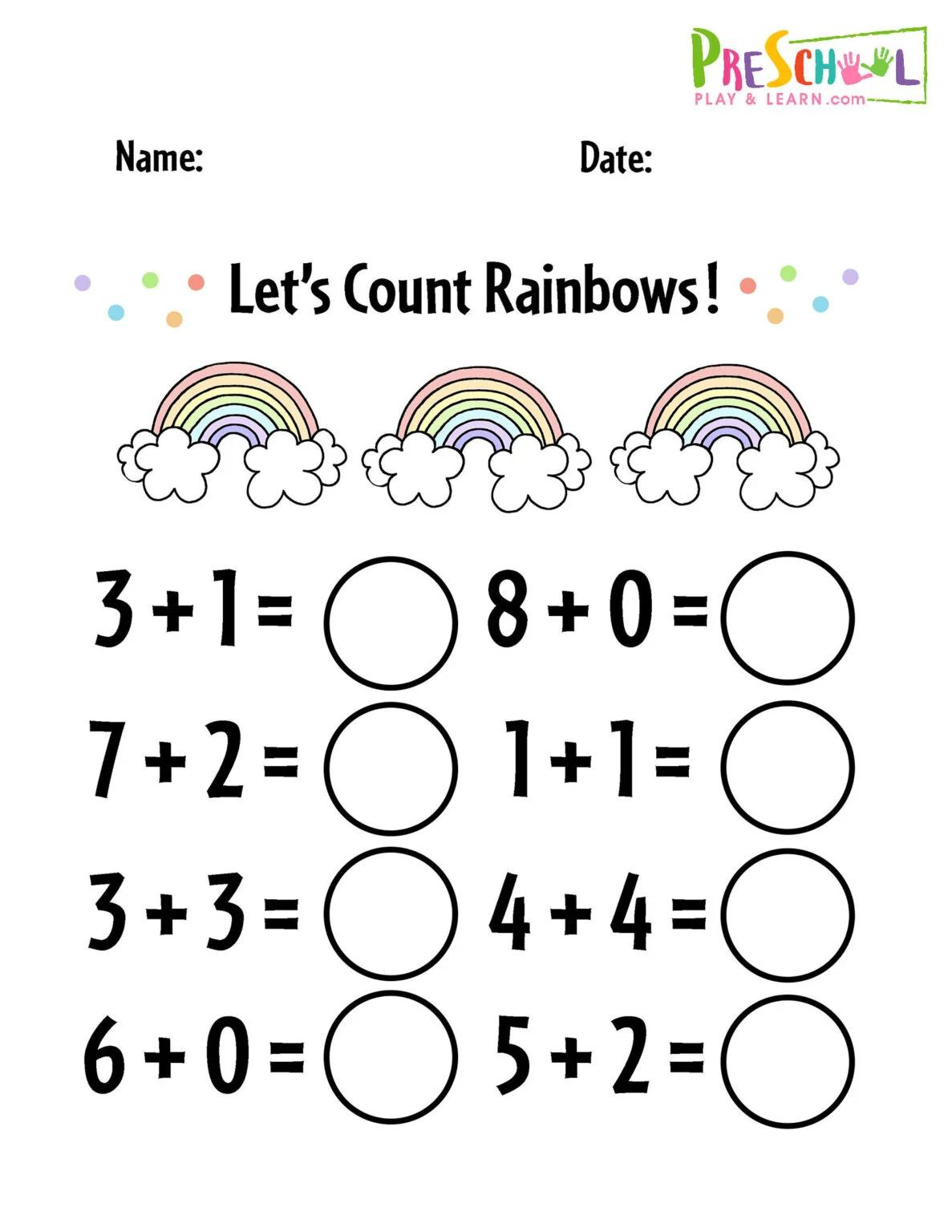 Kindergarten Worksheet On Addition Number Line