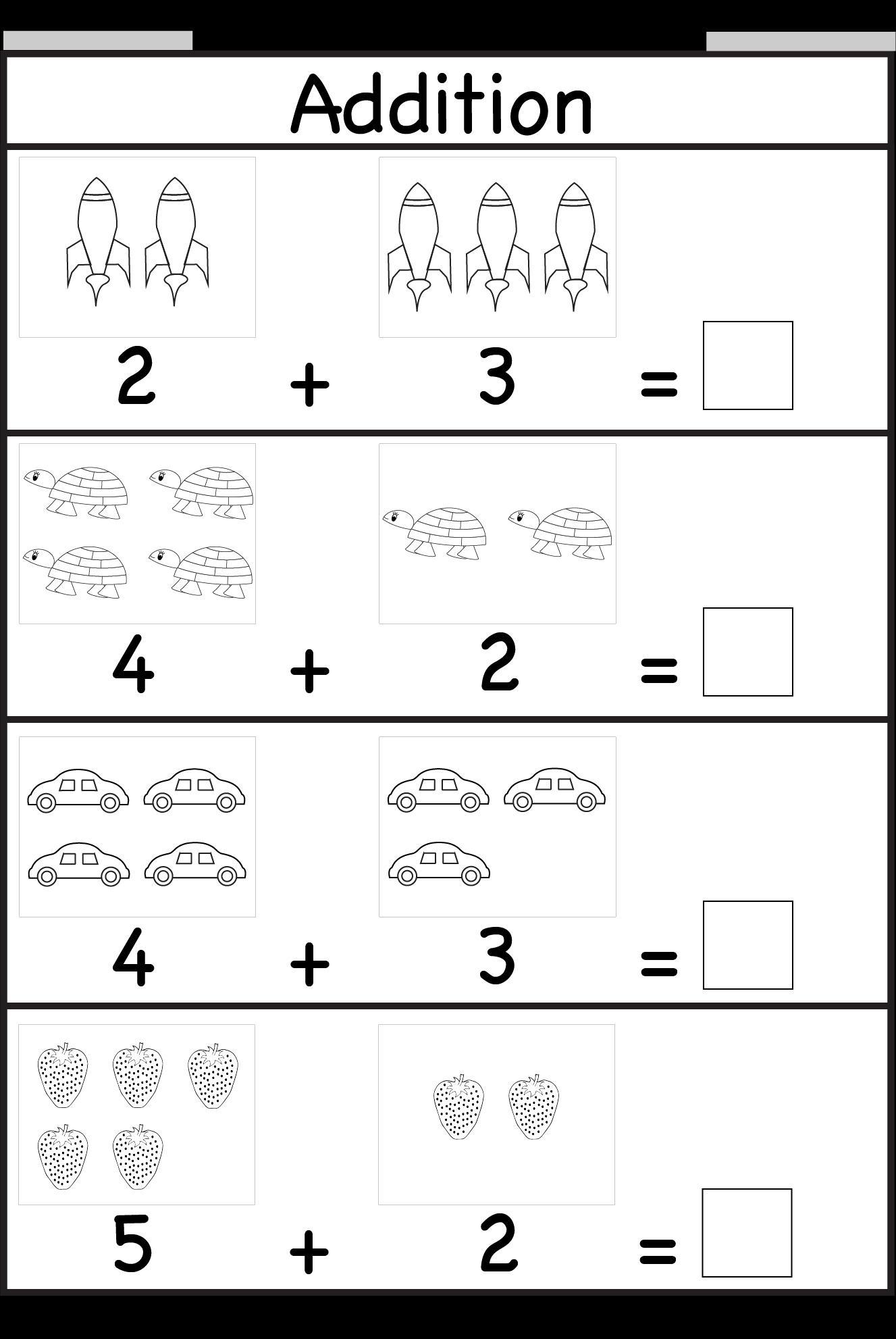 Kindergarten Worksheet On Addition Of Fractions