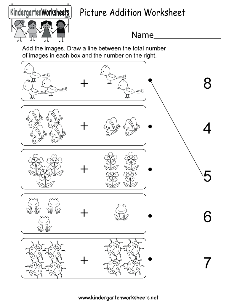 Kindergarten Worksheet On Addition Reaction