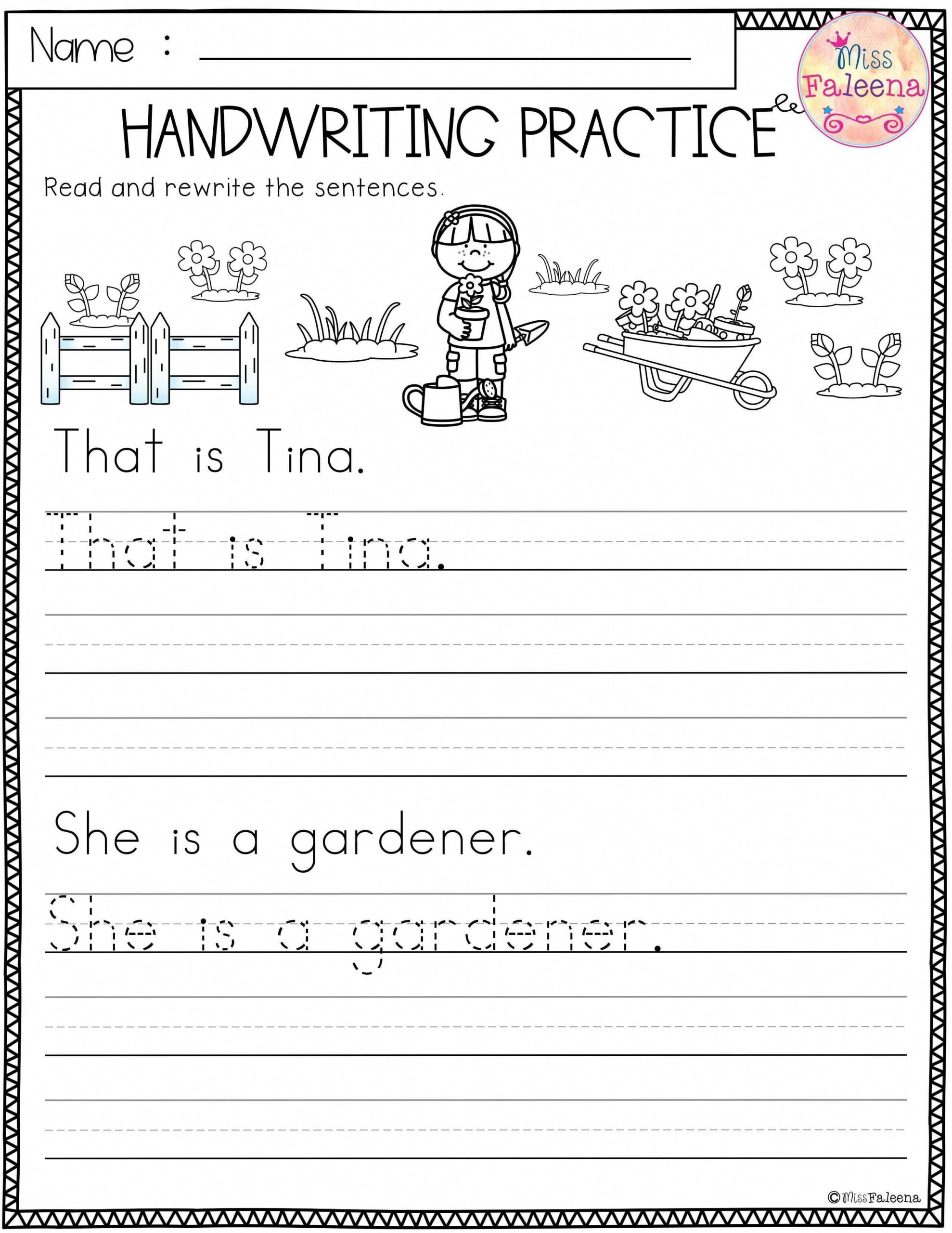 Kindergarten Worksheets Blank Writing Practice