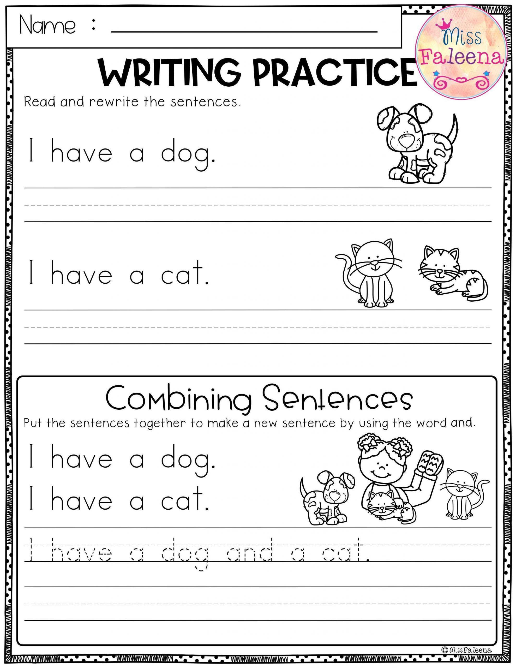 Kindergarten Worksheets Writing Name