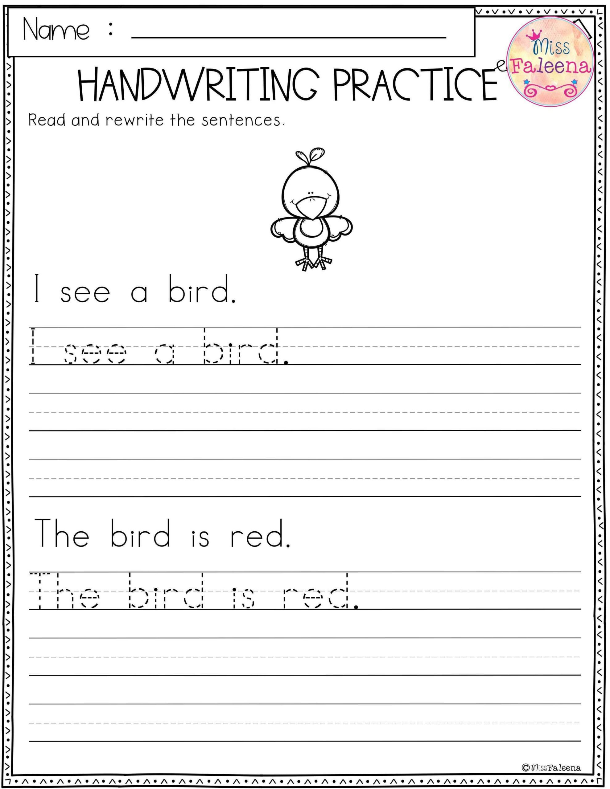 Kindergarten Worksheets Writing Sentences