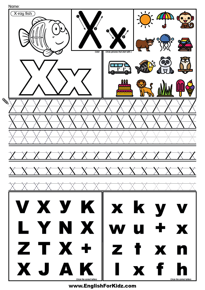 Letter X Worksheet Kindergarten In English