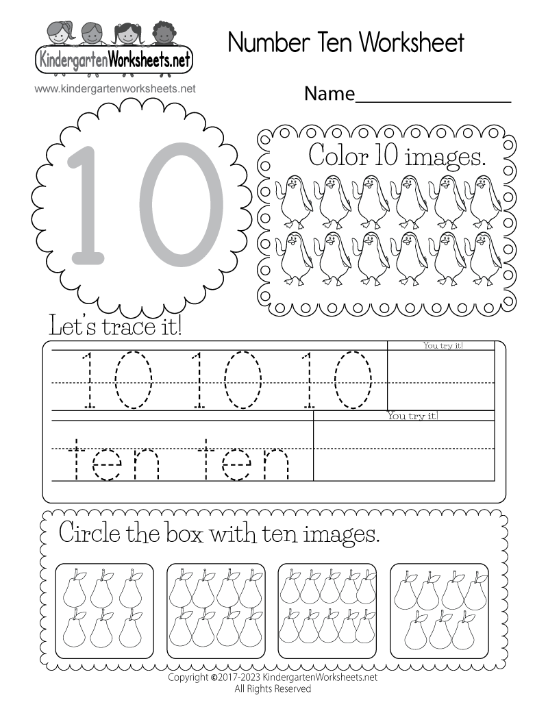 Number 10 Activities For Kindergarten