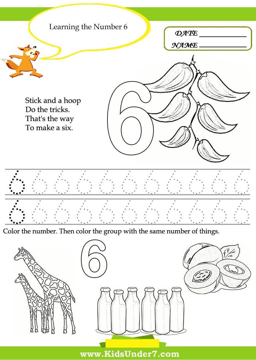 Number 6 Worksheet For Kg