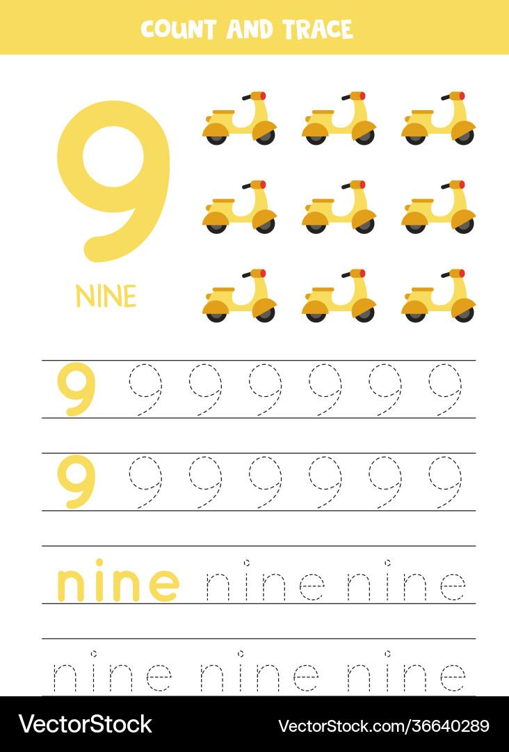 Number 9 Worksheet For Kindergarten