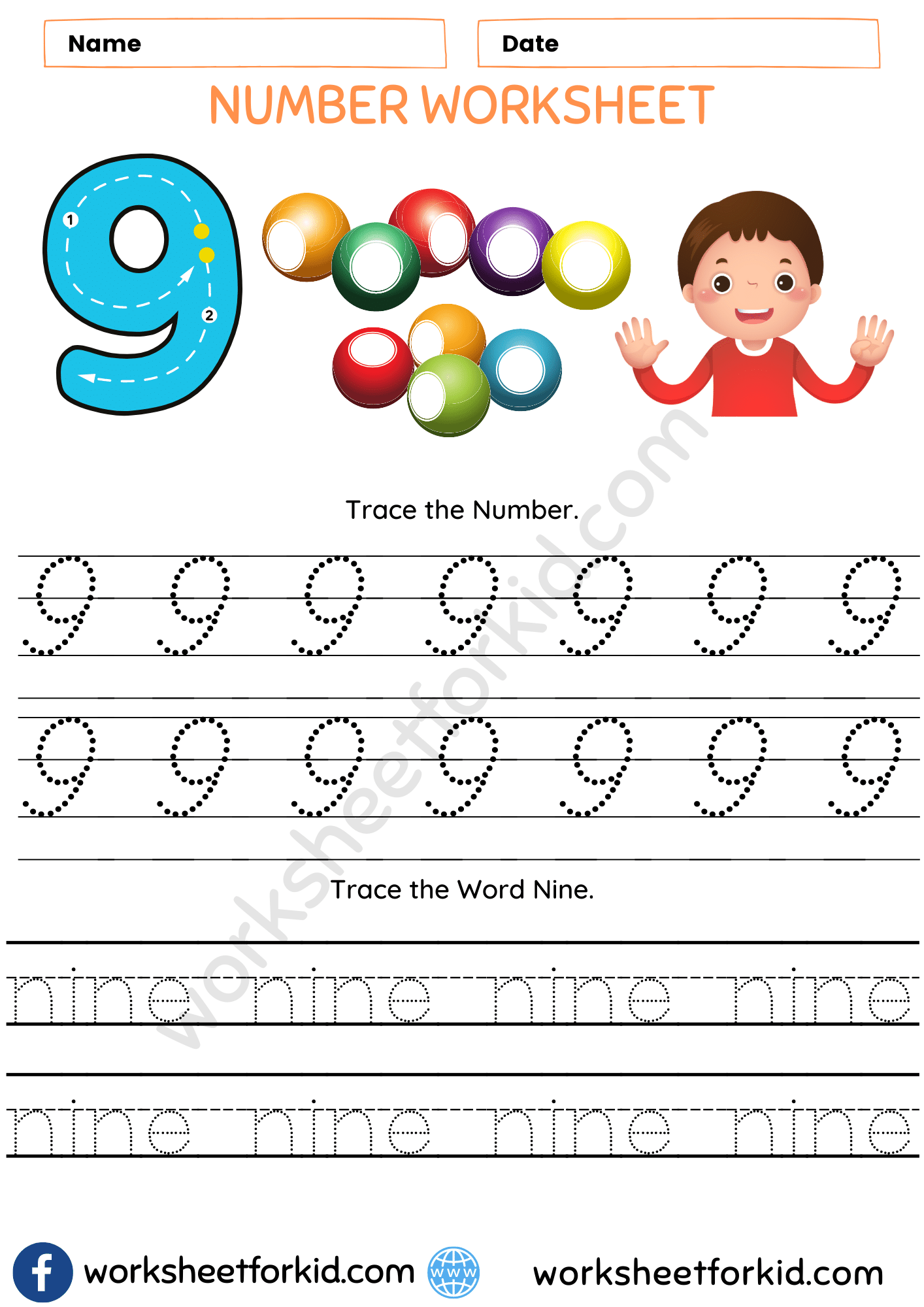 Number 9 Worksheet Kindergarten Book Pdf