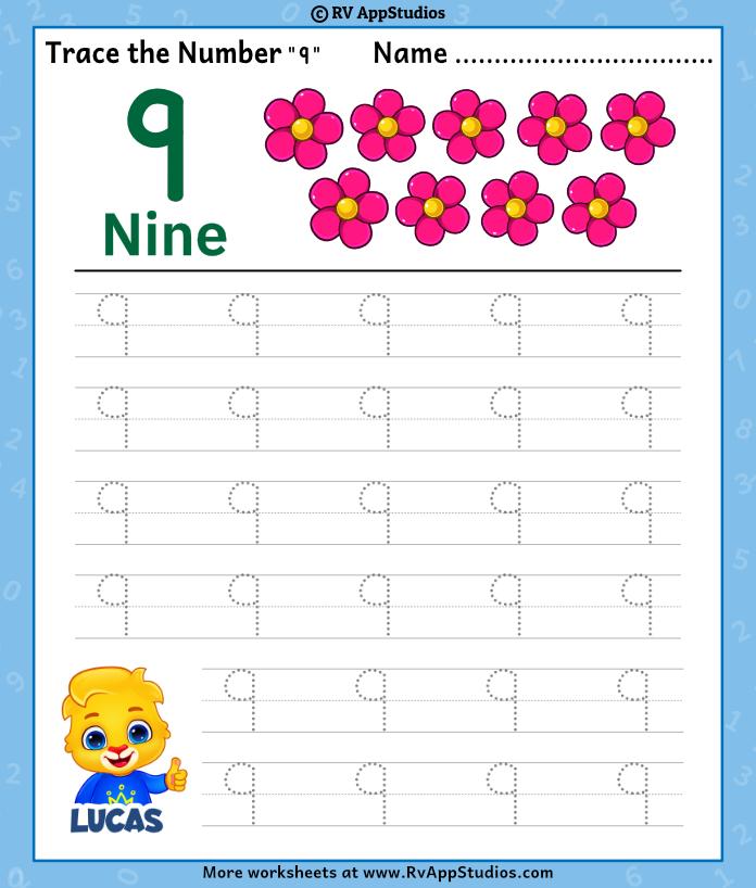 Number 9 Worksheet Kindergarten Free