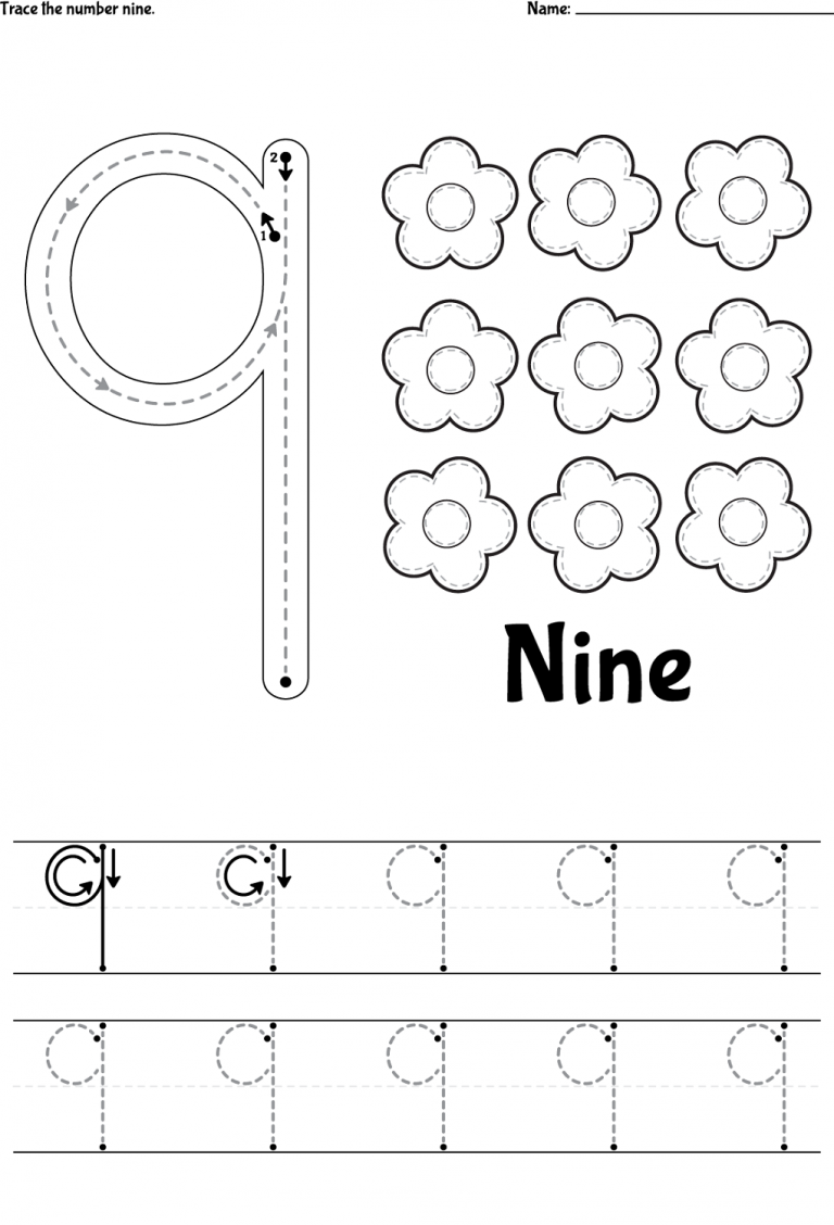 Number 9 Worksheet Kindergarten Game