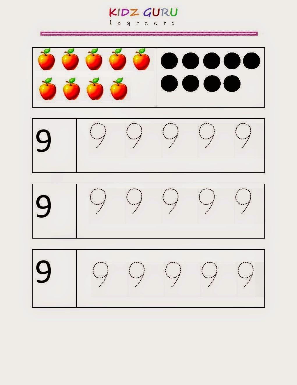 Number 9 Worksheet Kindergarten Hard