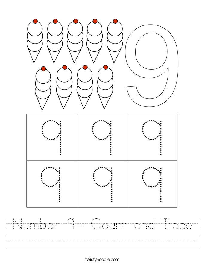 Number 9 Worksheet Kindergarten Hd