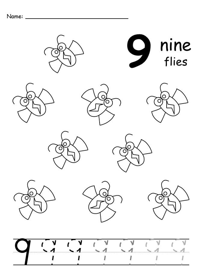 Number 9 Worksheet Kindergarten Journal