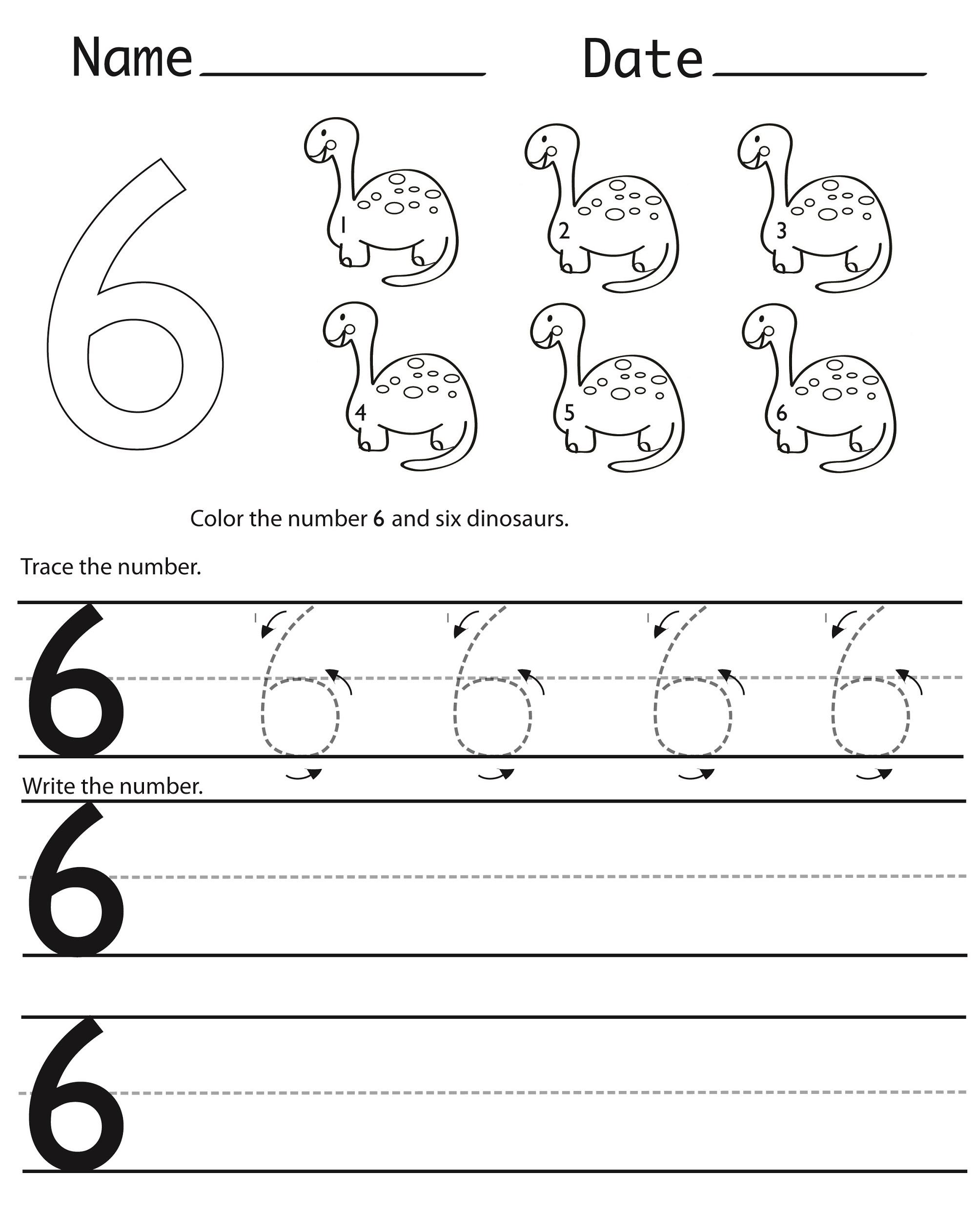 Numeral 6 Worksheet For Kindergarten Alphabet