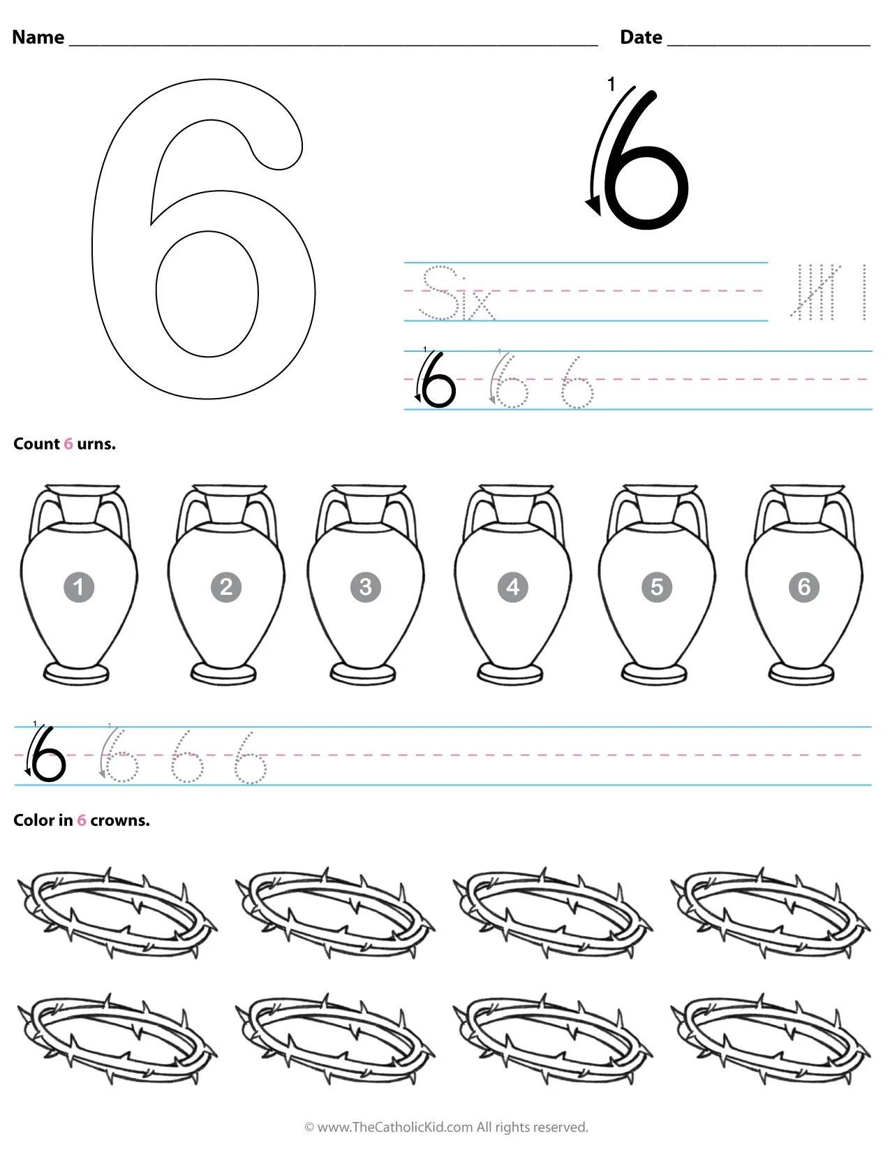 Numeral 6 Worksheet For Kindergarten And Answers