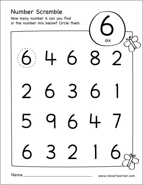 Numeral 6 Worksheet For Kindergarten British Council