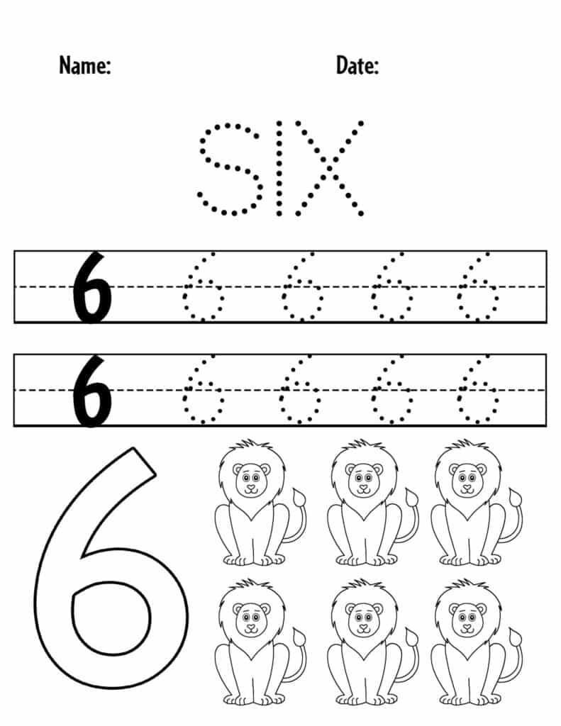 Numeral 6 Worksheet For Kindergarten Class