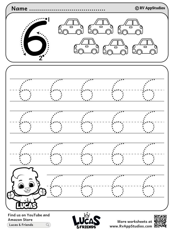 Numeral 6 Worksheet For Kindergarten Colors