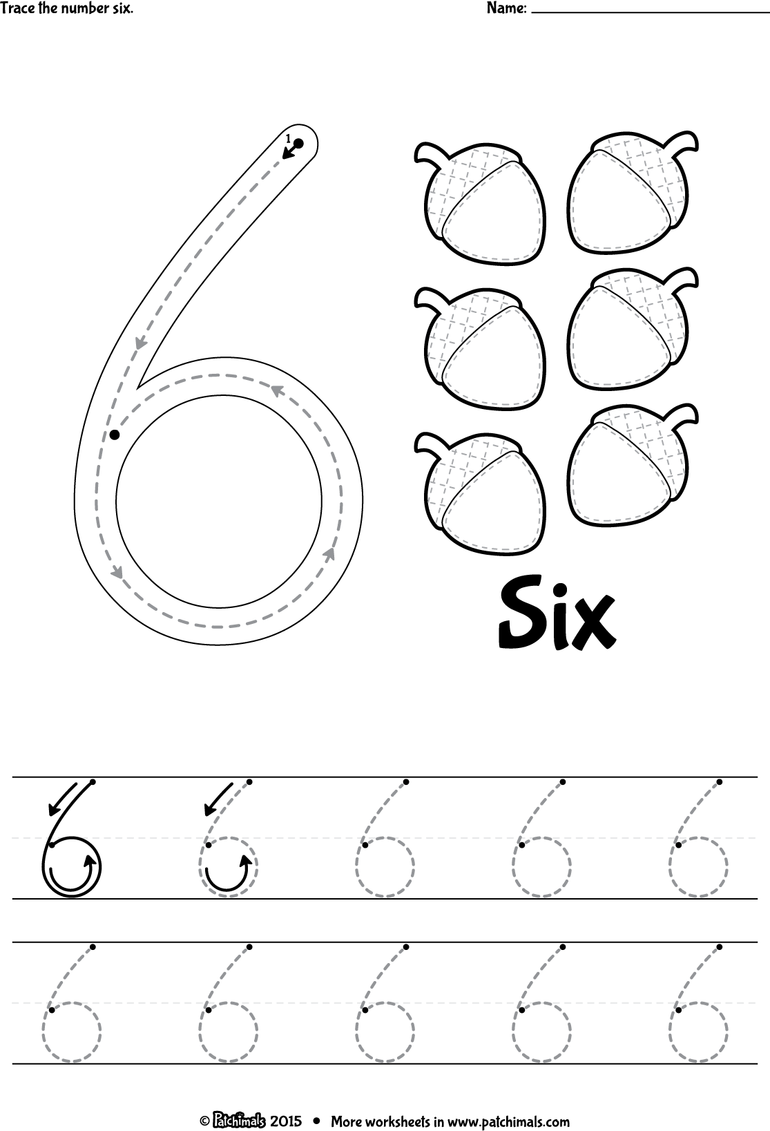 Numeral 6 Worksheet For Kindergarten Homework