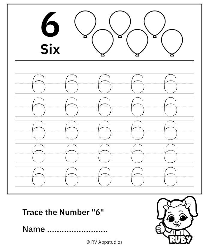 Numeral 6 Worksheet For Kindergarten Level