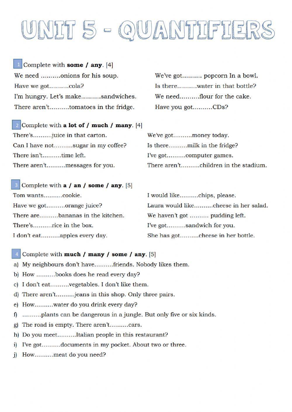 Quantifiers Worksheet For Kindergarten Alphabet