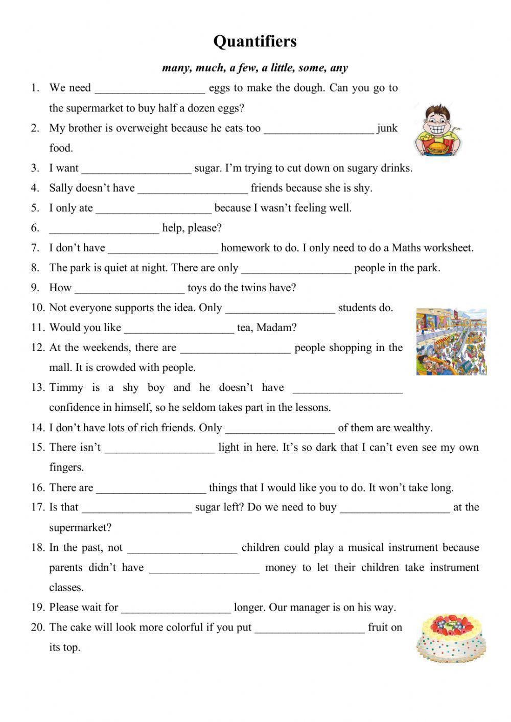 Quantifiers Worksheet For Kindergarten Black And White