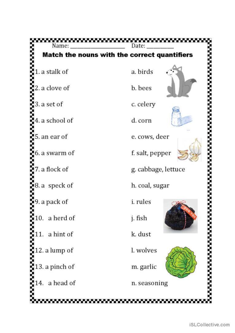 Quantifiers Worksheet For Kindergarten Classroom