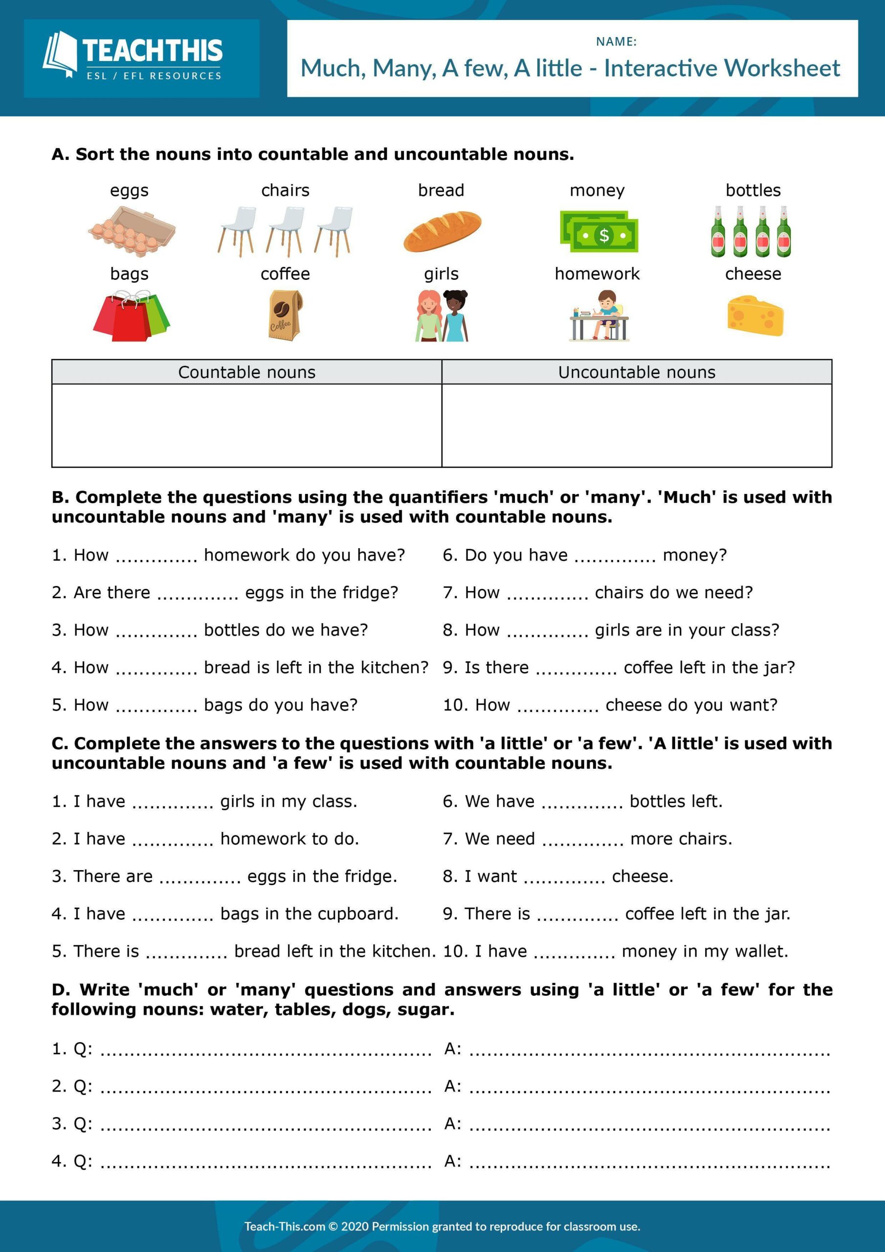 Quantifiers Worksheet For Kindergarten Download Pdf