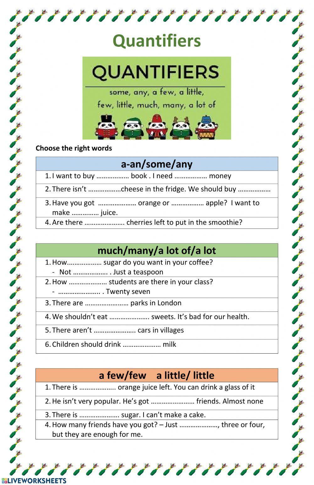 Quantifiers Worksheet For Kindergarten Jam