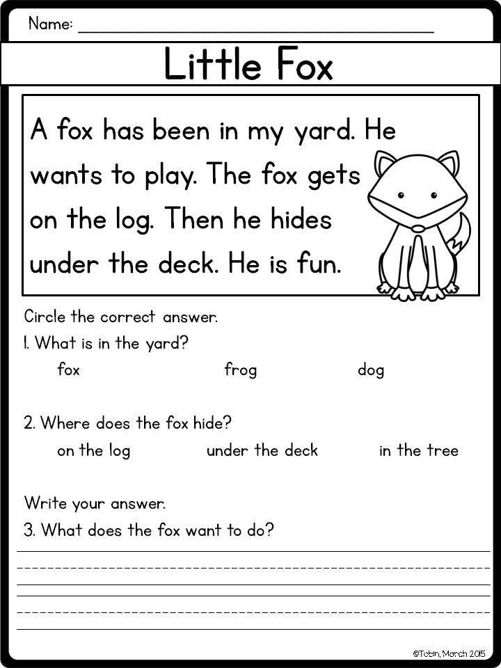 Reading Comprehension Kindergarten Cvc