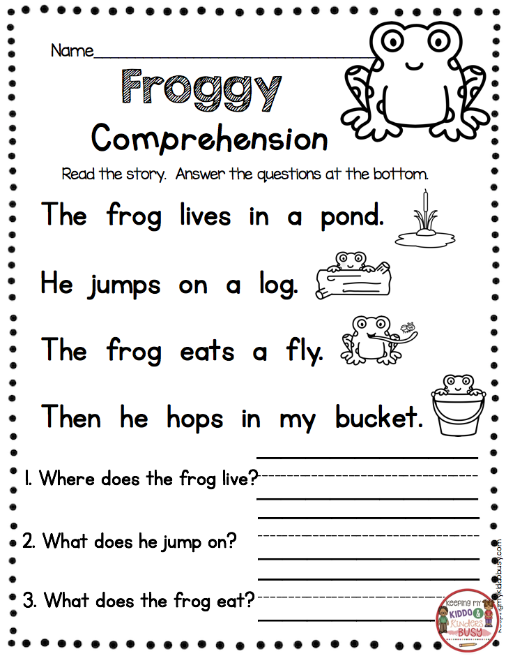 Reading Comprehension Worksheets For Kindergarten And First Grade Pdf