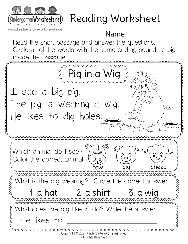 Reading Worksheets For Kindergarten British Council